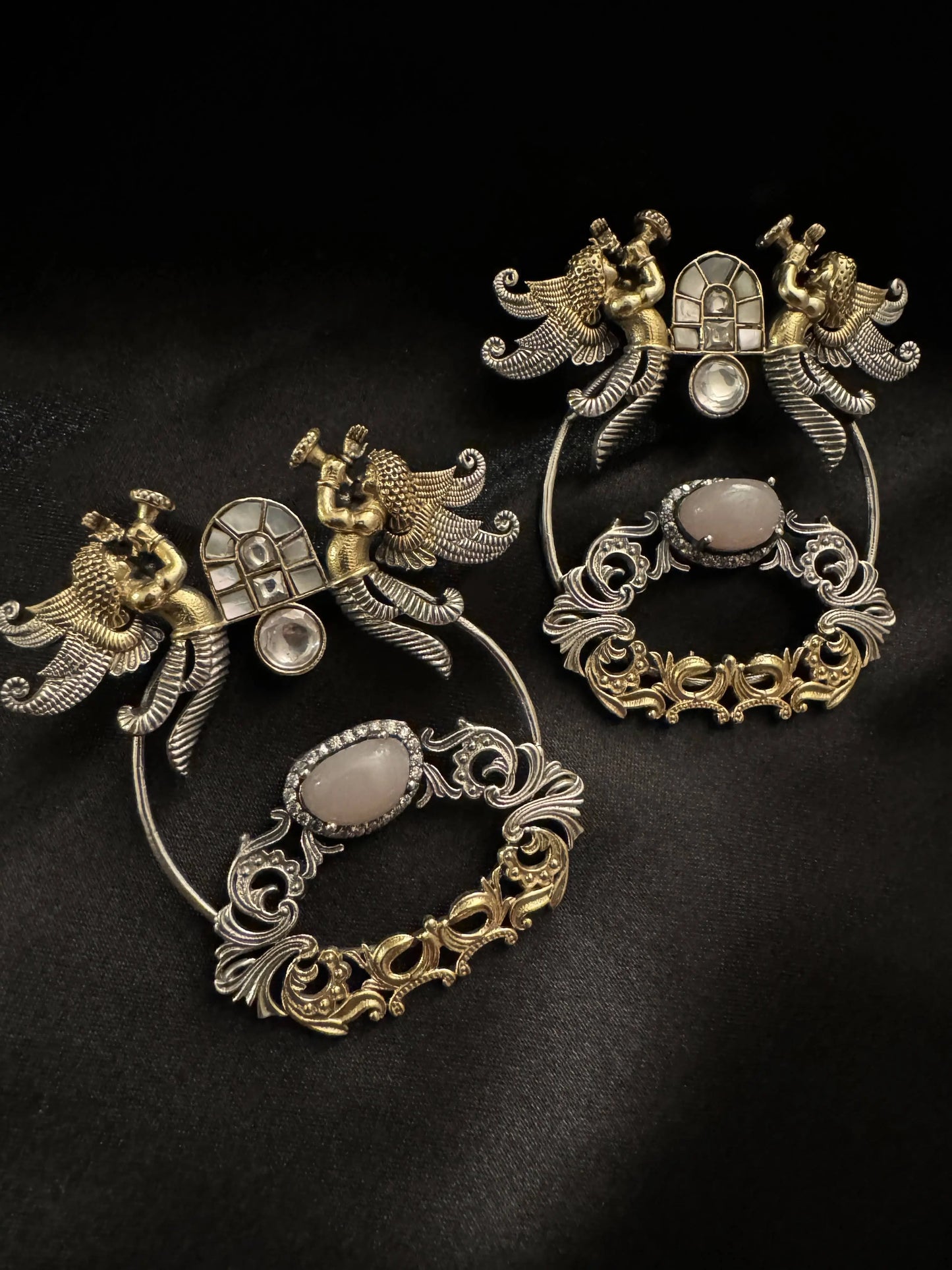 925 Silver Dual Tone Earring - Ethnic Andaaz