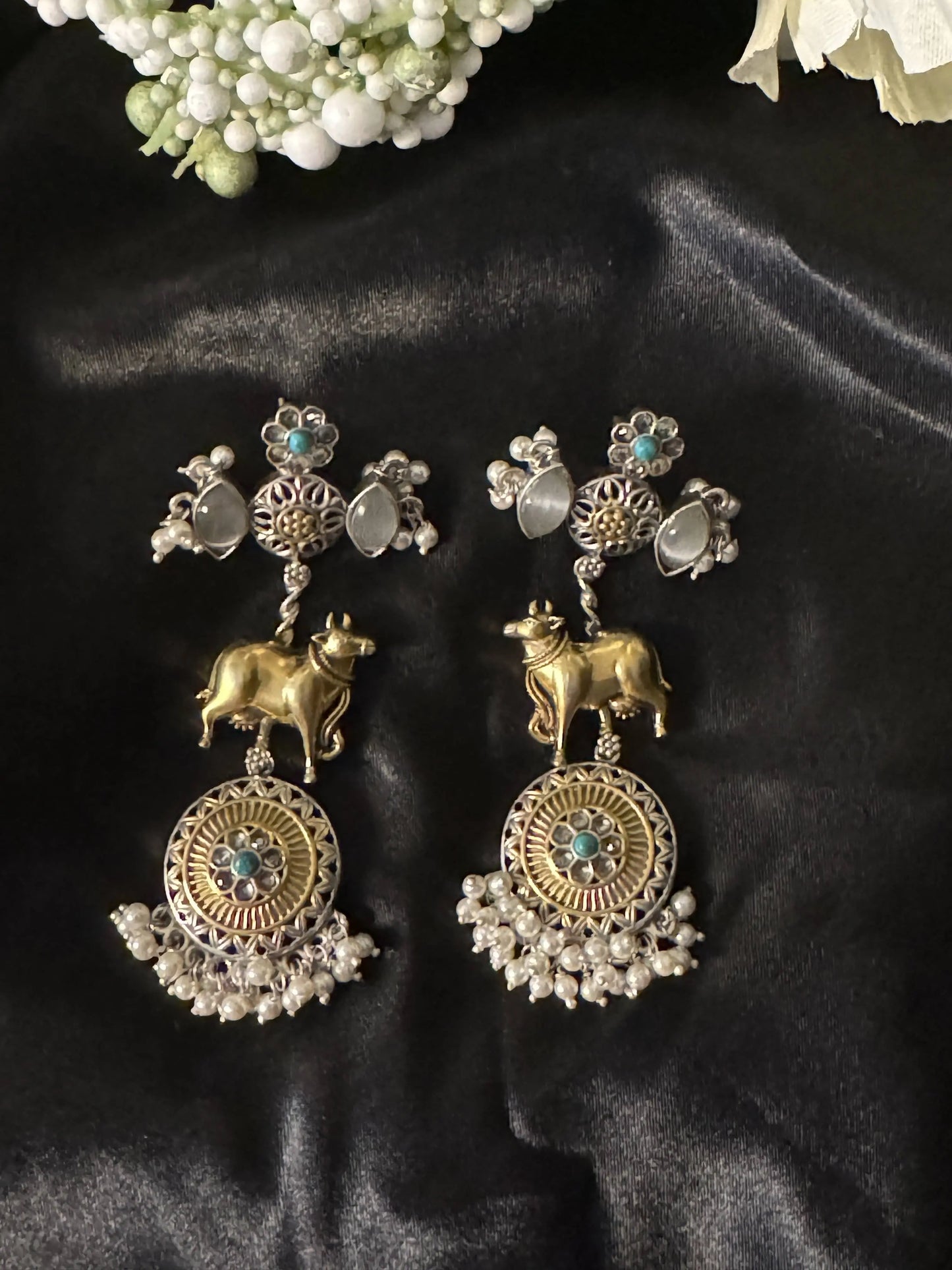 925 Silver Dual Tone Earring - Ethnic Andaaz