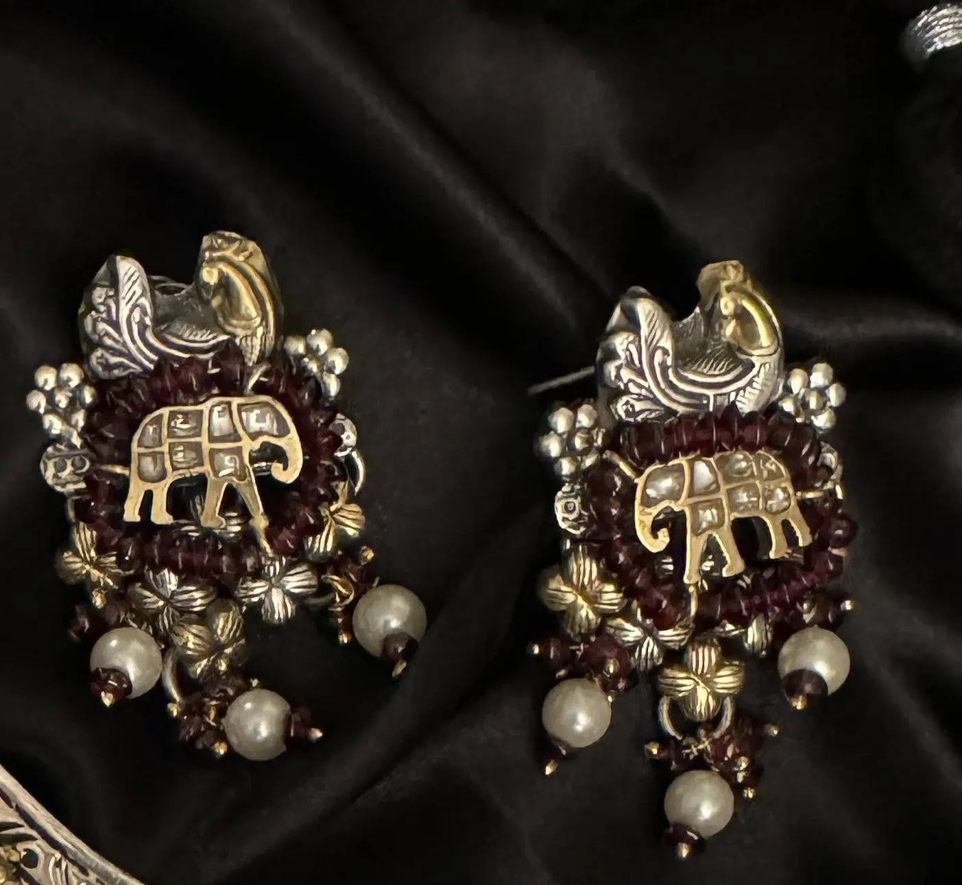 925 Silver Dual Tone Earring - Ethnic Andaaz