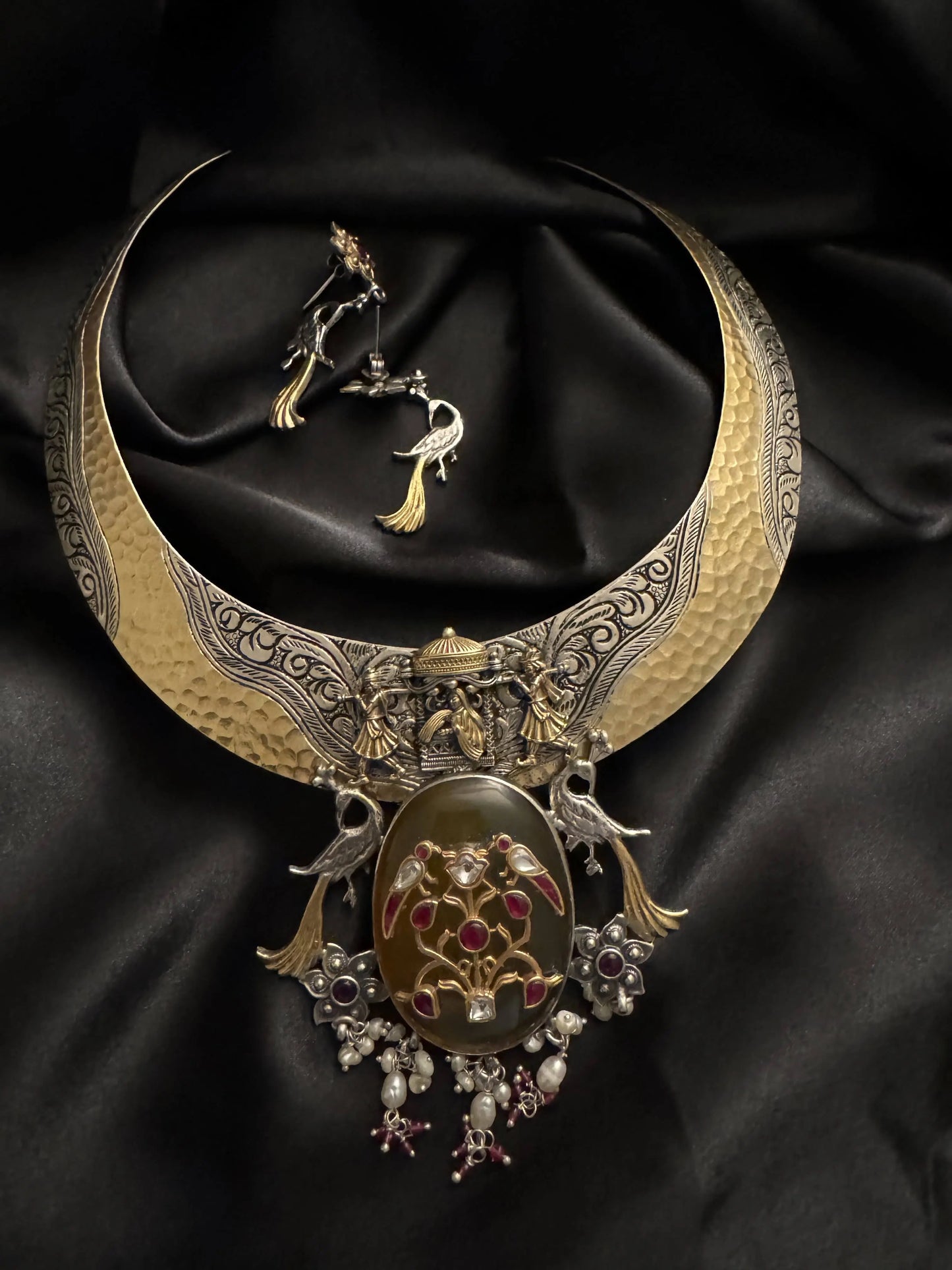 925 Silver Dual Tone Necklace Set - Ethnic Andaaz