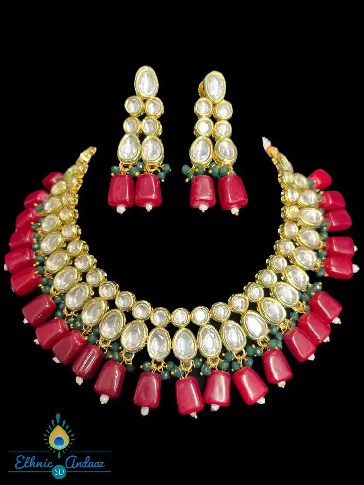 Kundan Set With Pink Bead