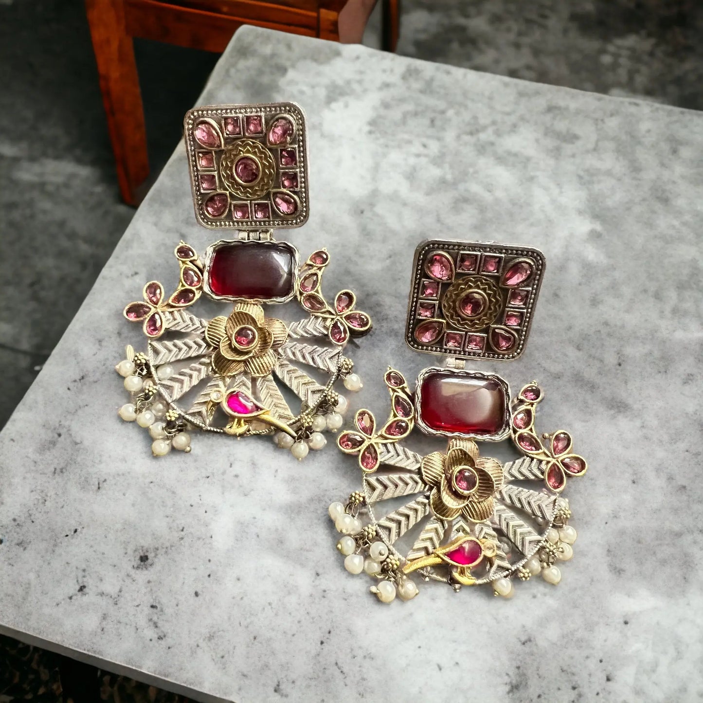 Mia dual tone earring - Ethnic Andaaz