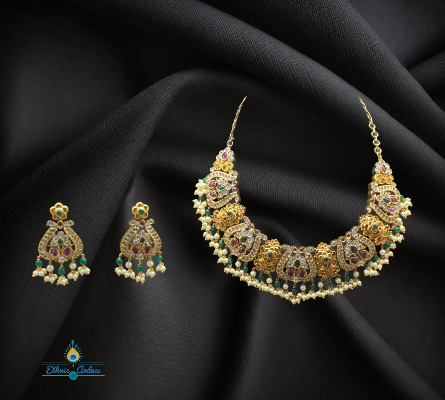 Sayra Ethnic Gold set - Ethnic Andaaz