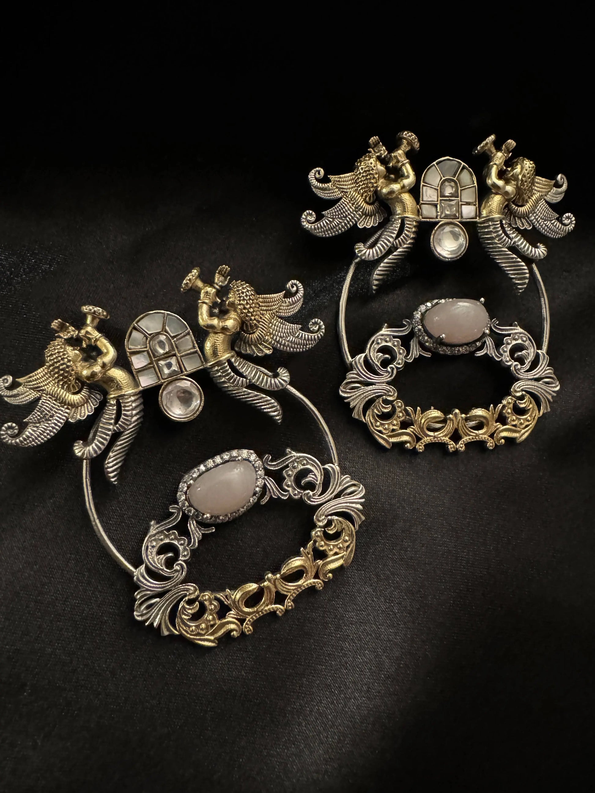 925 Silver Dual Tone Earring - Ethnic Andaaz