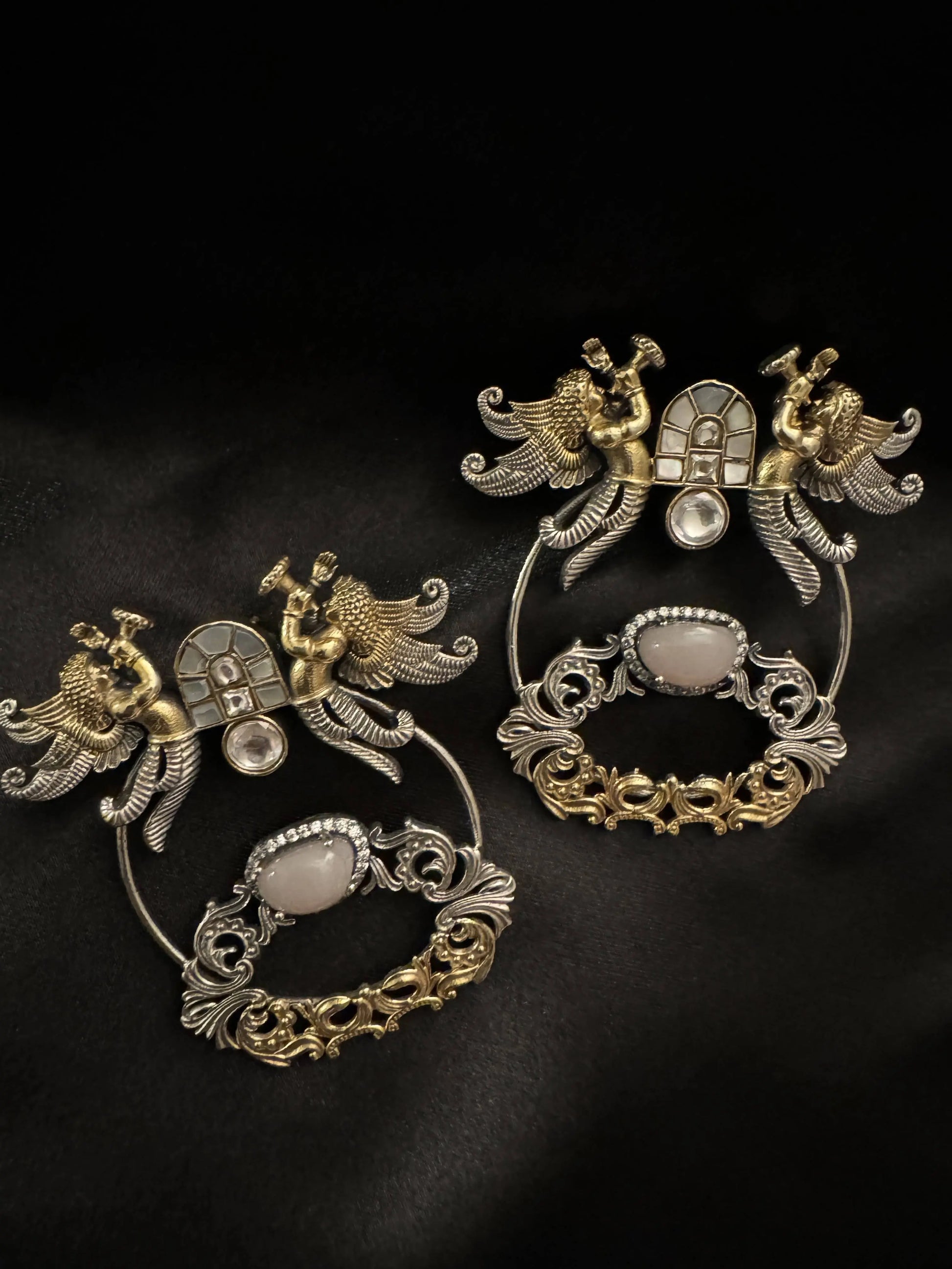 925 Silver Dual Tone Earring - Ethnic Andaaz