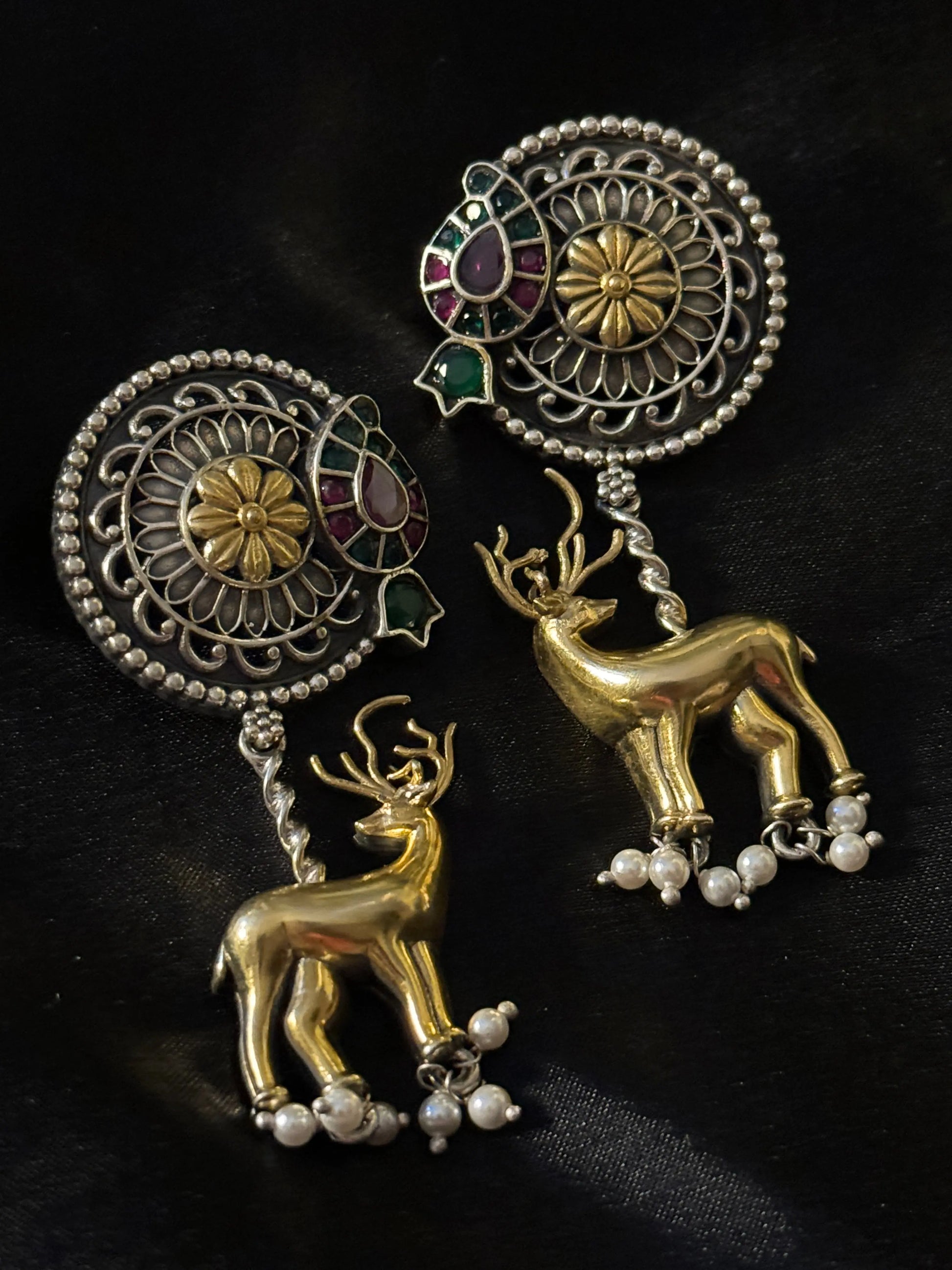 925 Silver Dual Tone Earring - Ethnic Andaaz