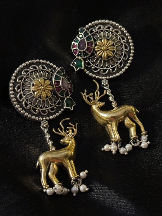 925 Silver Dual Tone Earring - Ethnic Andaaz