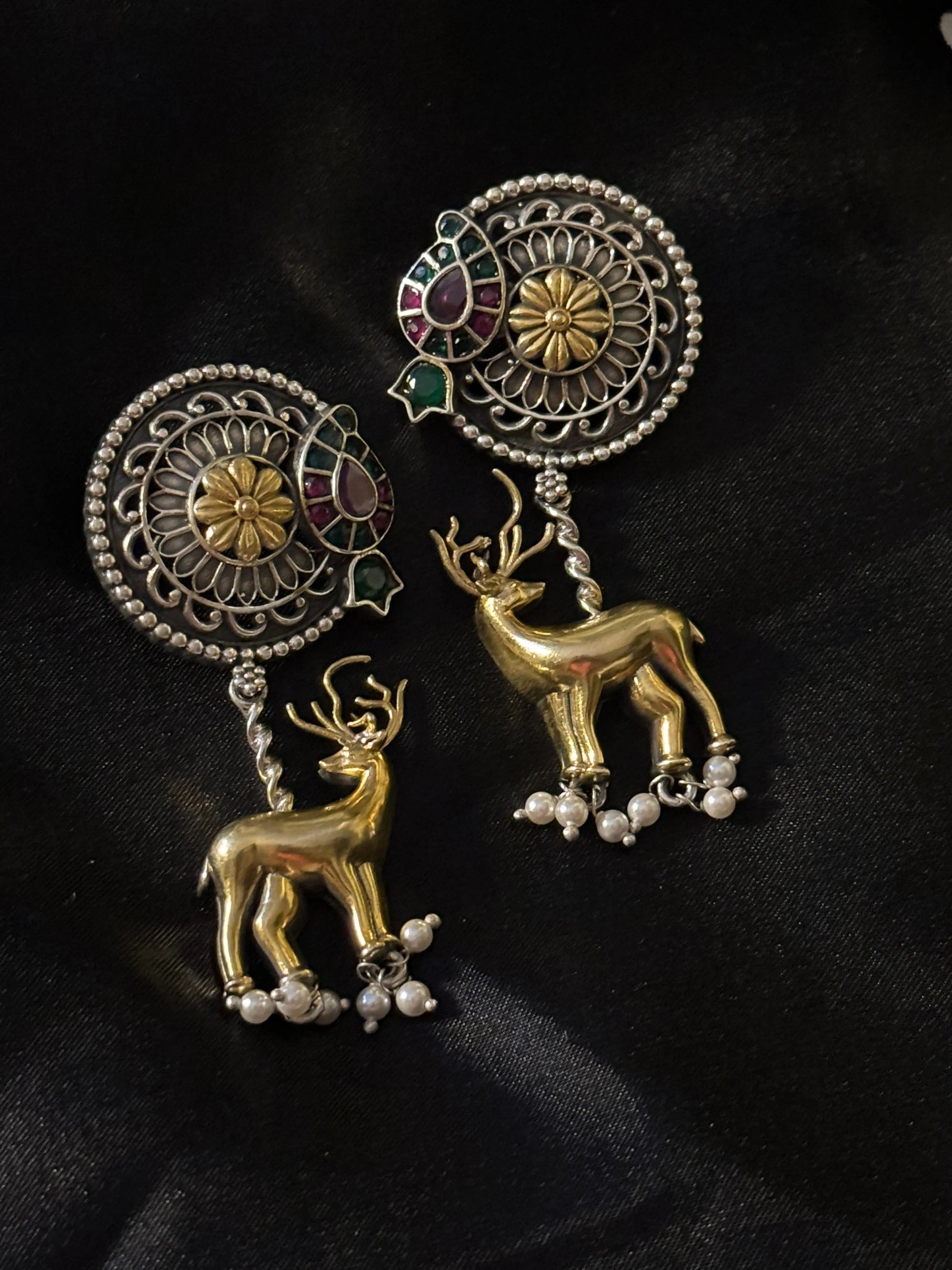 925 Silver Dual Tone Earring - Ethnic Andaaz