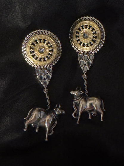 925 Silver Dual Tone Earring - Ethnic Andaaz