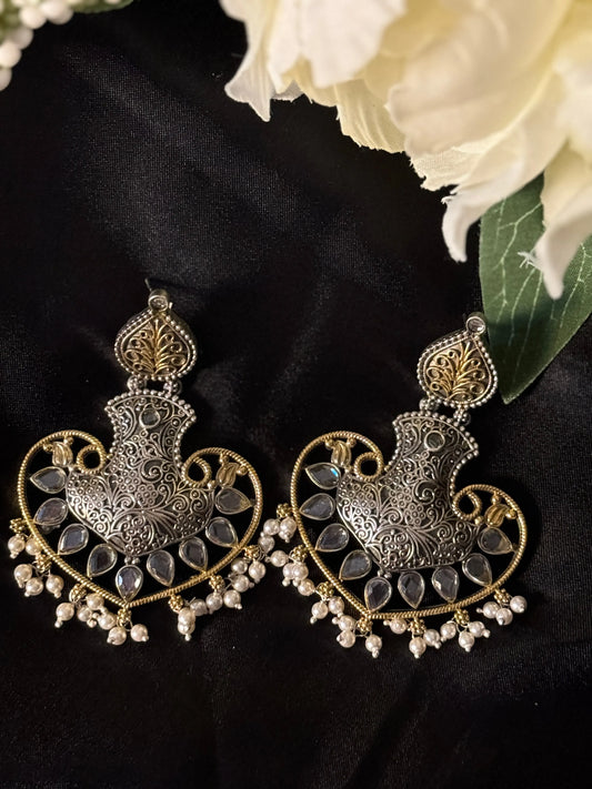 925 Silver Dual Tone Earring - Ethnic Andaaz