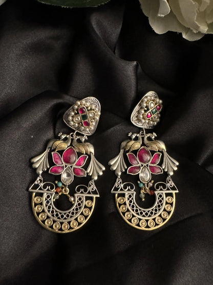 925 Silver Dual Tone Earring - Ethnic Andaaz
