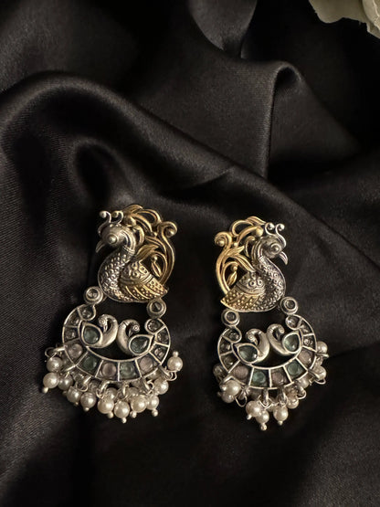 925 Silver Dual Tone Earring - Ethnic Andaaz