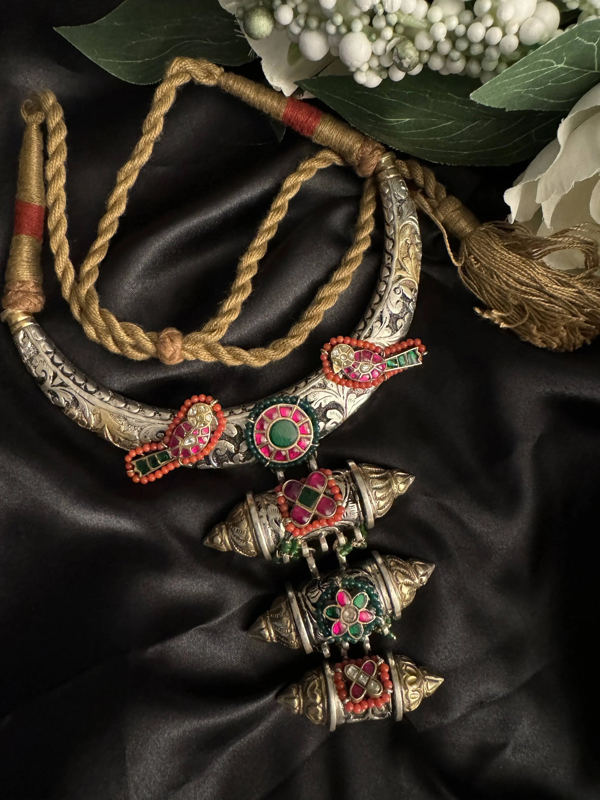 925 Silver Dual Tone Necklace Set - Ethnic Andaaz
