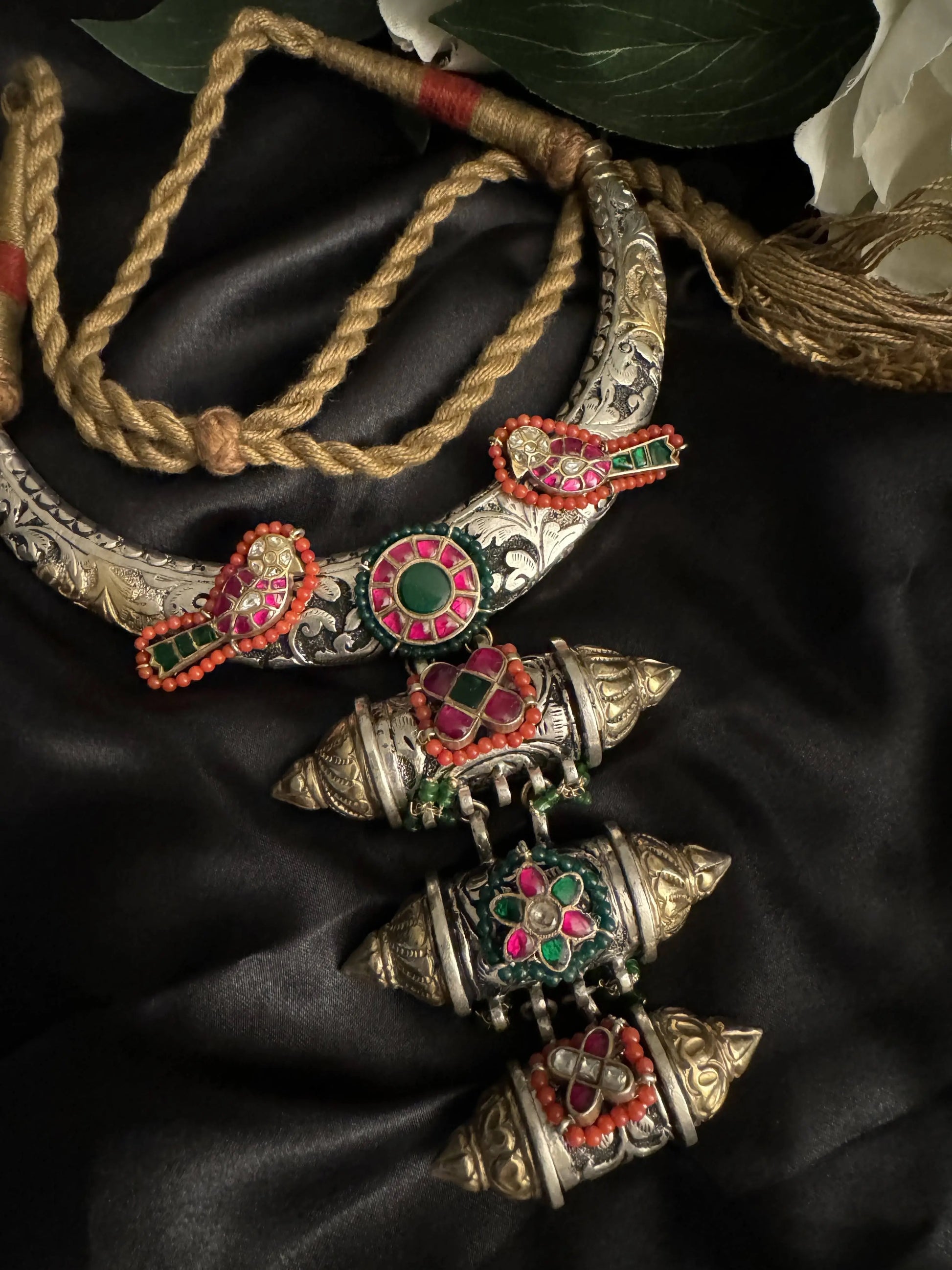 925 Silver Dual Tone Necklace Set - Ethnic Andaaz