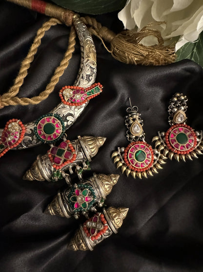 925 Silver Dual Tone Necklace Set - Ethnic Andaaz