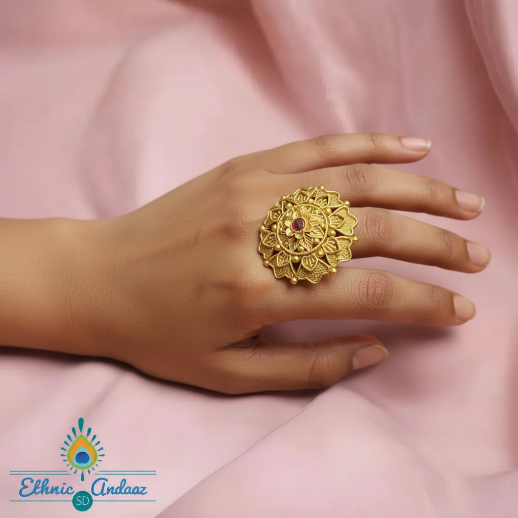 Meena filigri gold ring