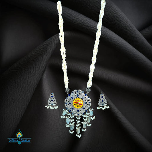 Vara Pearl Oxidised set - Ethnic Andaaz