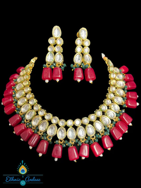 Kundan Set With Pink Bead